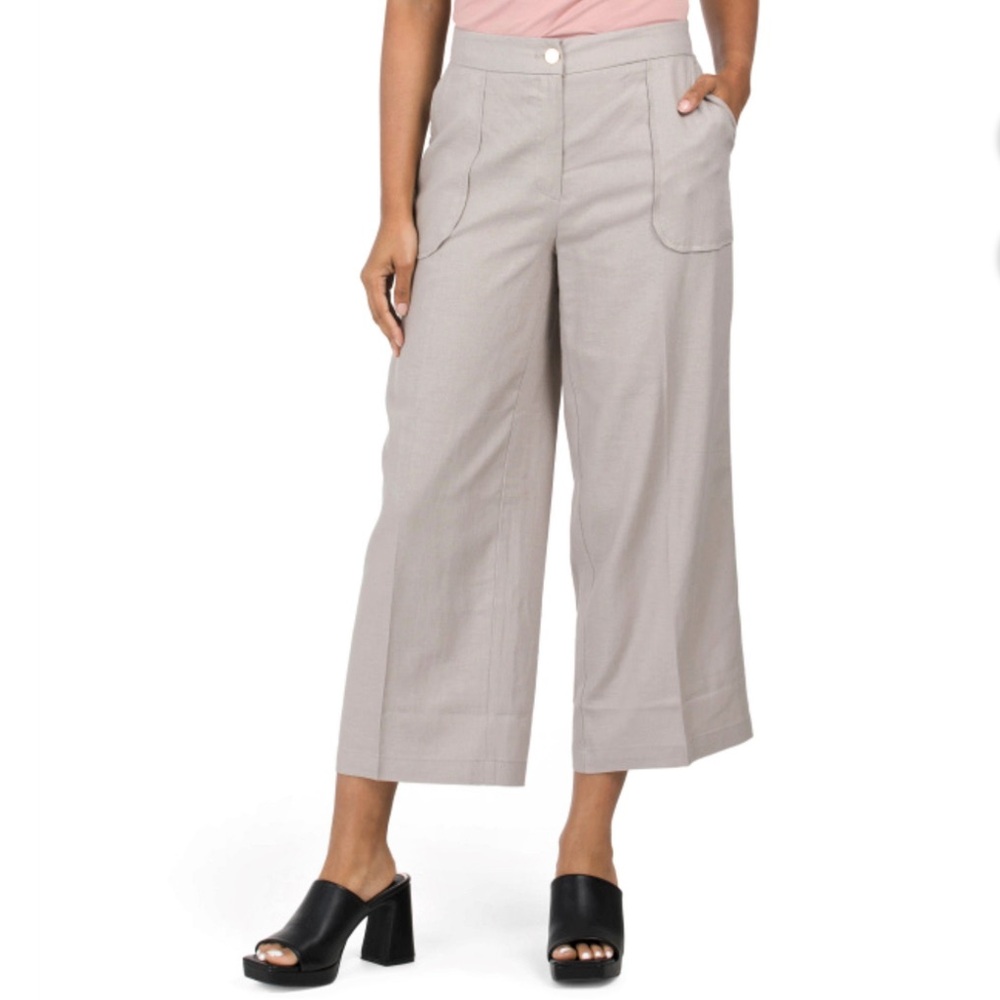 Jones New York LINEN WIDE LEG CROP PANTS